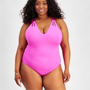 Becca Strappy One-Piece cross back swimsuit vivid pink - 2X